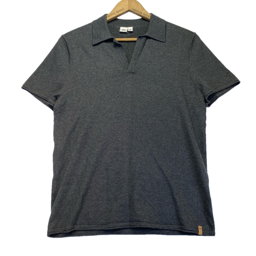 Tentree Relaxed Polo Shirt Gray Sz Medium men short sleeve